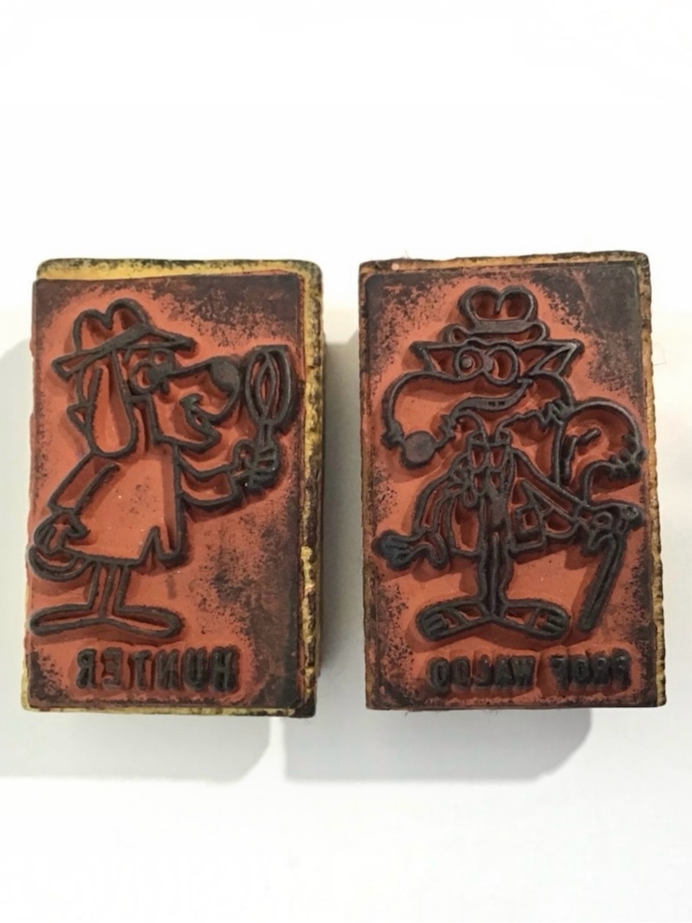 Vintage 1960s Rubber Stamps Television Cartoon Characters Hunter & Prof Waldo